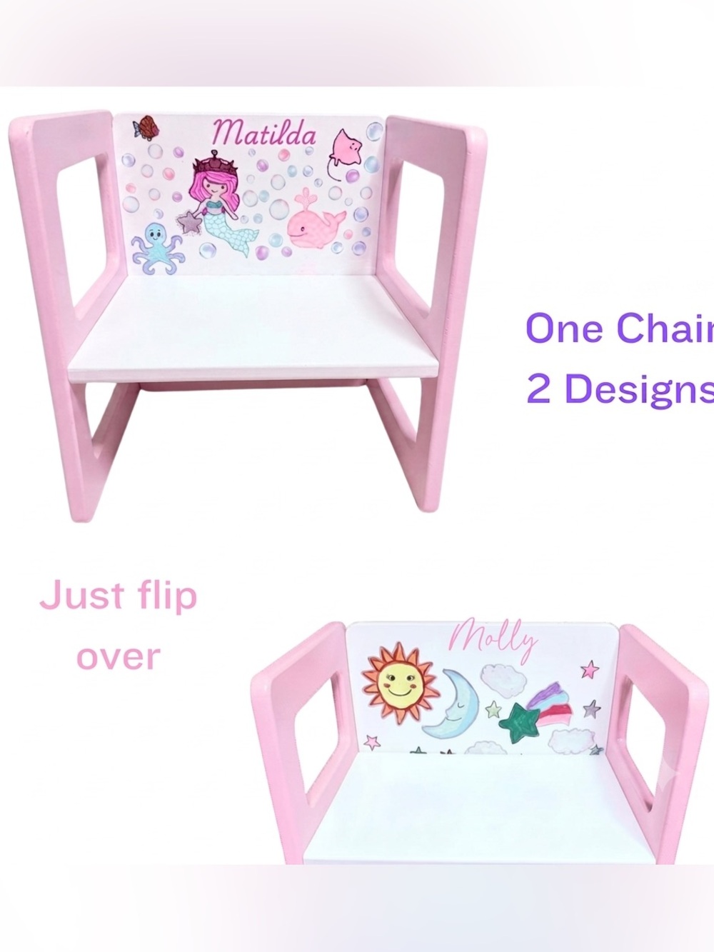 Keepsake Montessori Weaning Chair Wood 3 Heights Ages 1-3 Personalized Birthday